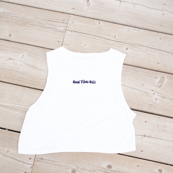 Ladies Bamboo Crop Tank Top- White - Picture 2 of 2